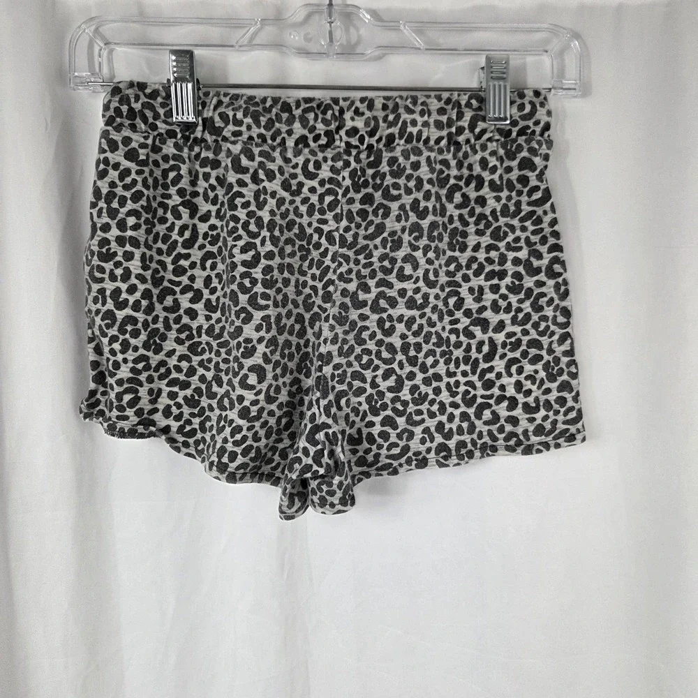 Old Navy Girls Size Large Drawstring Fleece Shorts  Black  Gray Leopard Print